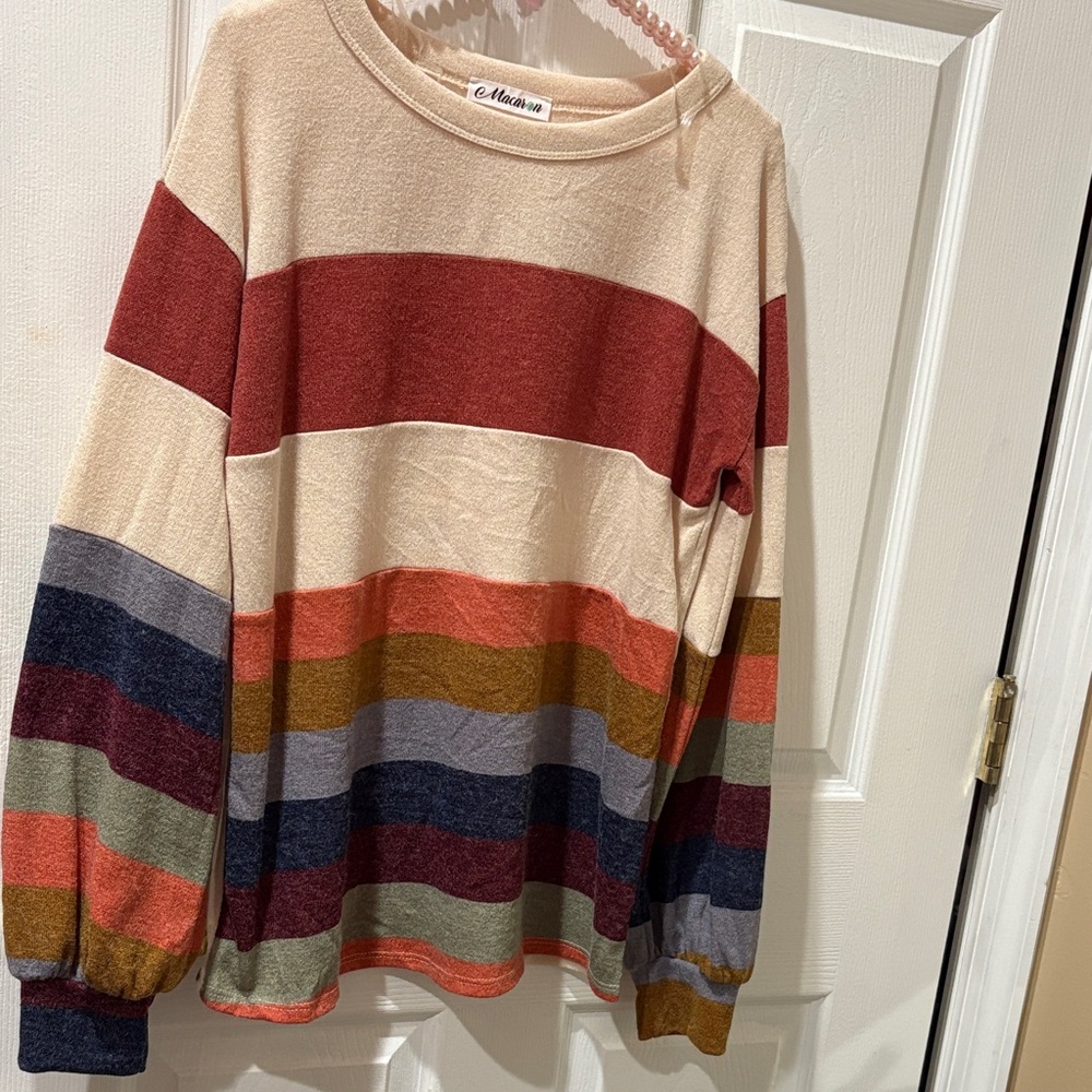 Macron multi color striped sweater long sleeve top